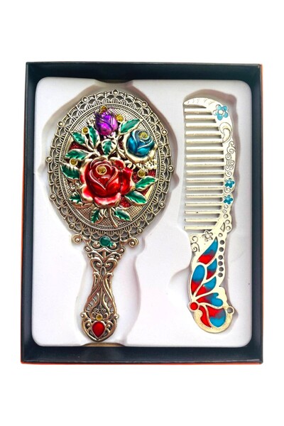 GALATA GIFT Hediyelik Ayna Tarak Seti, Metal