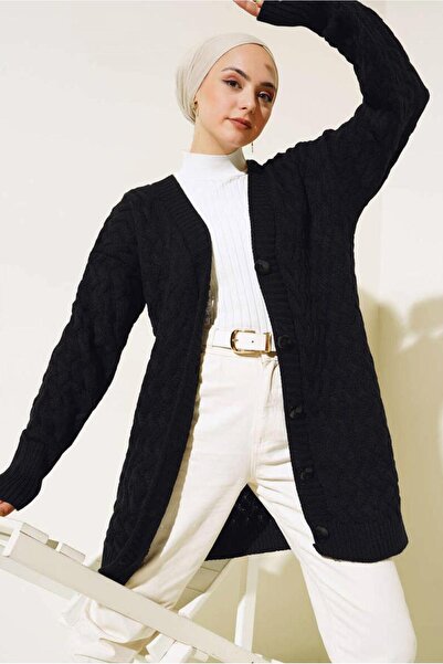 TRENDTESETTÜR Women's Black Knitwear Cardigan T 0963