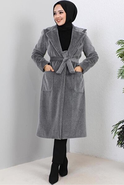 TRENDTESETTÜR Gray Antresite Belted Fur Coat - Women's t 9601