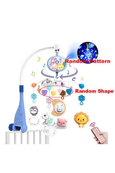Choice ET0732-blue Baby Crib Mobile with Lights Music Projection for Infants 0-6 Months Remote Control Cri
