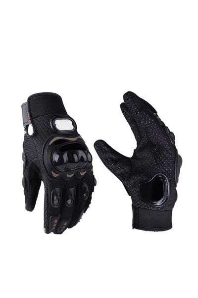 EFİLİ Motosiklet Eldiveni Dokunmatik Uzun Siyah Motor Eldiven Kemik Avuç Içi Korumalı Motorcu Eldiveni Nx1