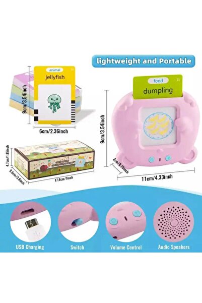 robokids Erken Eğitim İngilizce Sesli Flash Kartları - Pembe-112 Kart