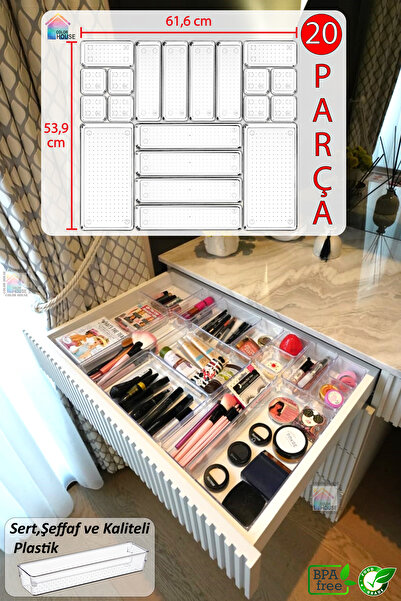 color house 18 Pieces Modular Makeup Jewelry - Transparent Organizer, Drawer and Cosmetic Accessory