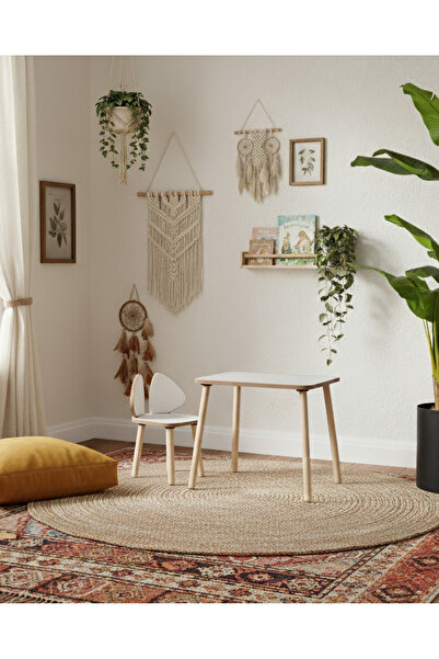 AlfaCountry Mobilya Mobilya Montessori Çocuk Çalışma Aktivite Masası ve 1 San...