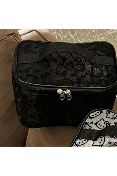 Miniso A Japanese Lace Embroidery Hello Kitty Makeup Bag Portable Cartoon Fashion Vintage Cute Hello Kitty.