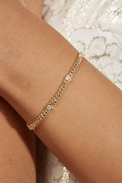 Joy of Jade Nurten Kalpli Aşk Bilekliği, 1 Mikron 18 Ayar Altın Kaplama (925 AYAR GÜMÜŞ ÜZERİNE), Zirkonyum