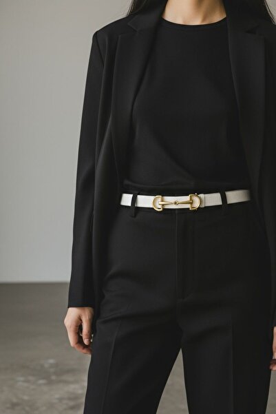 Gesa Cureaua albă subțire cu cataramă de design pentru femei, curea pentru pantaloni din material de primă calitate, curea pentru rochie, curea pentru jachetă