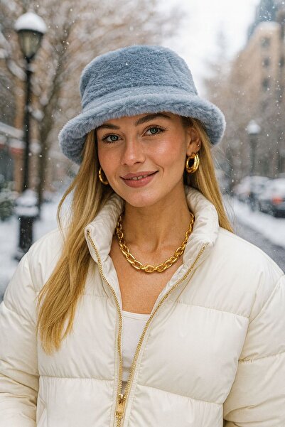 MARBERRY Baby Blue Soft Plush Bucket - Γυναικείο Καπέλο