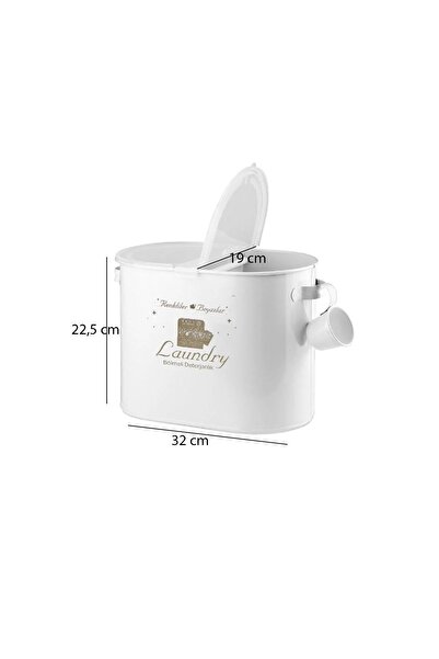 Laundry Металева двосекційна пластикова коробка для миючих засобів з кришкою та мірною шкалою, місткість 12 літрів Lr035