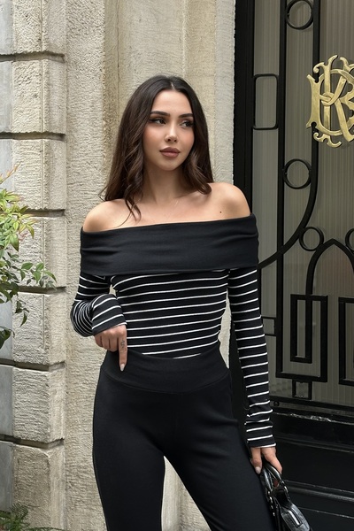 New Now Madonna Collar Blouse Flared Leg Camisole Set