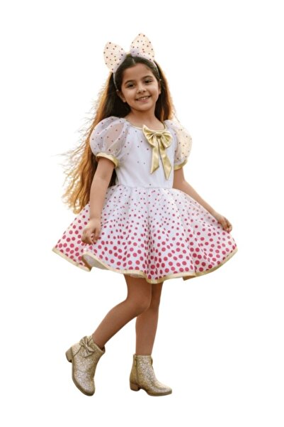 Kostüm Sarayı Біла сукня з червоними крапками та тюлем