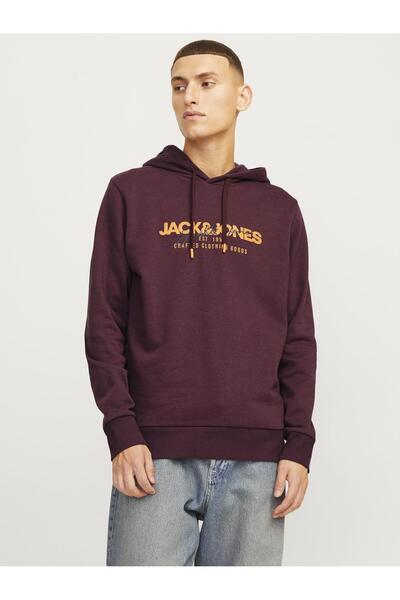 Jack & Jones Erkek Kapüsonlu Gögüs Logo Baskili Sweatshirt - Alvis