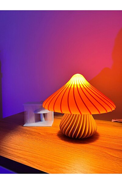 Veiart Mantar Şekilli Gece Lambası – Turuncu & Krem | Dekoratif LED Masa Lambası