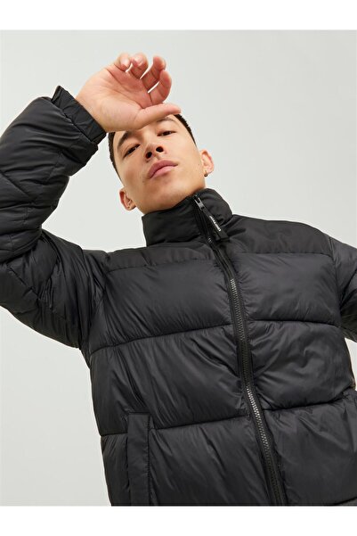 Jack & Jones Jack&jones Toby Puffer Collar Men's Black Stand Collar Coat