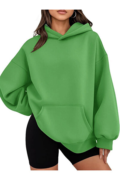 estilowear سويت شيرت نسائي من القطن بغطاء للرأس وجيب الكنغر ذو قصة عادية