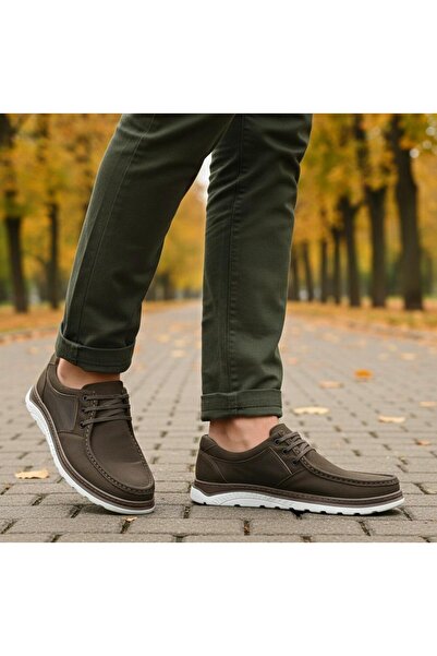 ATA AYAKKABI Естествена кожа Мъжки кафяви обувки за всеки ден Ортопедични Леки Удобни Здрави 450