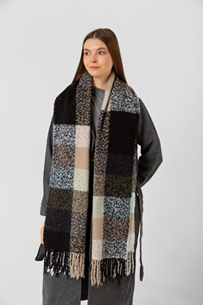 MARBERRY Βιζόν Χοντρό Μπουκλ Κασκόλ Γυναικείο Σάλι 45x200 εκ