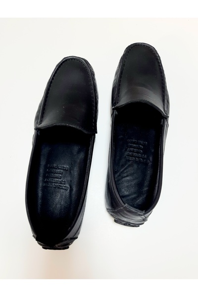 KAPAR Εσωτερικά και εξωτερικά 100% γνήσιο δέρμα χειροποίητο μαύρο μοκασίνι