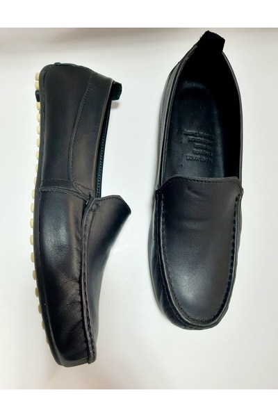 KAPAR Εσωτερικά και εξωτερικά 100% γνήσιο δέρμα χειροποίητο μαύρο μοκασίνι