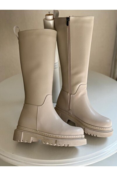 yezy shoes Cizme de damă cu talpă groasă și detaliu cu fermoar