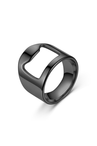 Choice ١٢ حلقة فتاحة زجاجات سوداء إبداعية من الفولاذ المقاوم للصدأ، حلقات إصب...