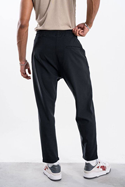 Denim Republic Men's Black Thick Fabric Boyfriend Pants Lightweight Loose Fit