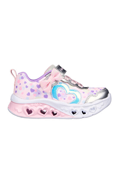 SKECHERS Flutter Heart Lights Shoes - Silver/Pink