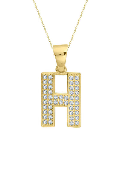 Aslı Gold Minimal Altın Taşlı H Harfi Kolye