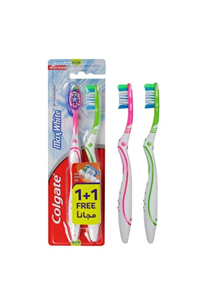 Colgate Colgate Max White Medium Toothbrush for Teeth Whitening 2 Brushes