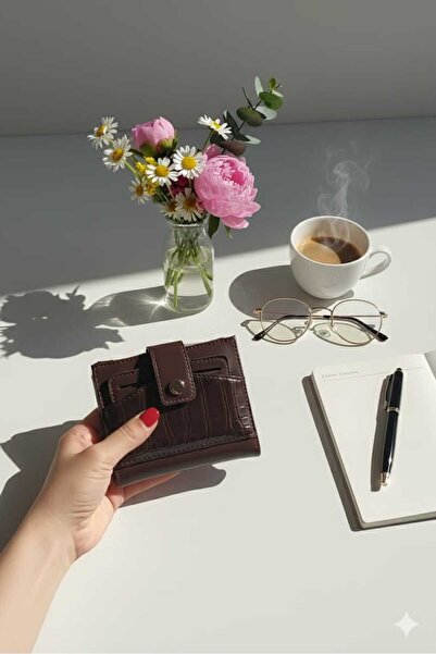 Uzs pace Stylish Crocodile Leather Look Zippered Compartment Card Holder & Wallet