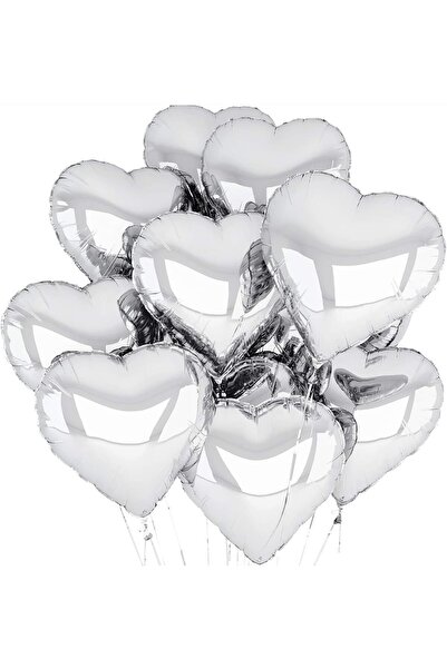 ZERO LAND Sptrns Metallic Shiny Silver Heart Shaped Flying Balloon Foil 18 In...