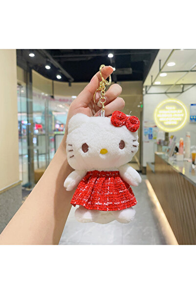 Miniso Fluorescent Green Plush keychain anime accessory pendant keychain Hello Kitty keychain bag pendant T