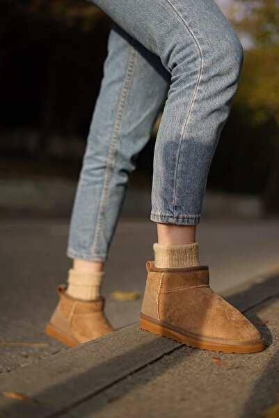 Nuzabi Monti Ultra Mini Vizon Süet İçi Tüylü Kadın Bot