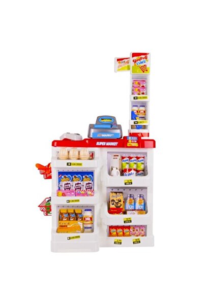 ISO TRADE Supermarket copii deluxe cu casa de marcat,carucior si 24 accesorii, lumina si sunet + Baterii bonus
