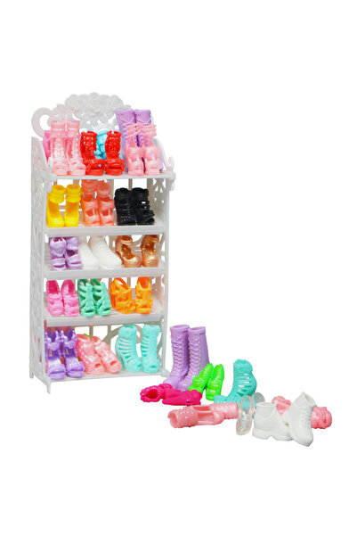 Choice 1 رف 22 حذاءًا، مجموعة أحذية الدمية ورف الأحذية 11.8 بوصة، ملحقات الدم...