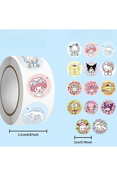 Miniso 500 قطعة من ملصقات لفافة كرتونية لطيفة من سانريو هيلو كيتي كورومي، ملصقات مكافآت مدرسية، هدايا ديكورية كبيرة