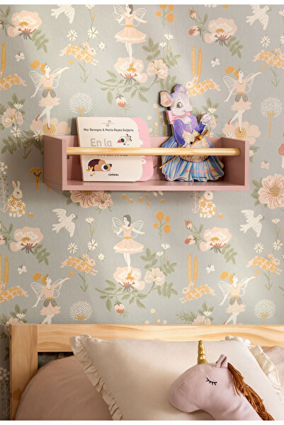 Simy Pastel Pembe Ahşap Duvar Rafı | Bebek ve Çocuk Odası Dekoratif Kitaplık ...