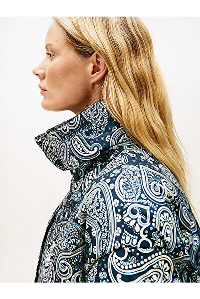 Tommy Hilfiger All over Print Feather Regular Fit Women's Blue Jacket Ww0Ww474470Zv