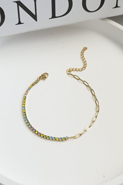 DEMOKAN Women's Steel Bracelet Thin Waterway Ellipse Mix Chain Bracelet