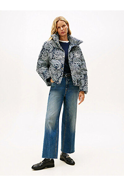 Tommy Hilfiger All over Print Feather Regular Fit Women's Blue Jacket Ww0Ww474470Zv