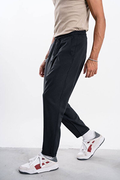 Denim Republic Men's Black Thick Fabric Boyfriend Pants Lightweight Loose Fit