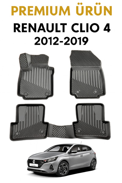 Black Gold Renault Clio 4 2012–2019 3D Havuzlu Oto Paspas Premium