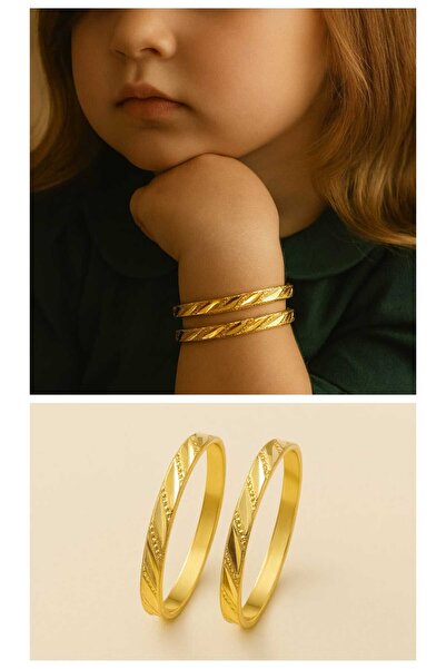 Eva Rose 2 Adet Kız Çocuk Ve Bebek Altın Kaplama Bilezik Çocuk Bilezik Kız Çocuk Bilezik