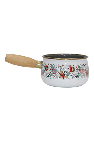 PR HOME Magnolia Enamel Wooden Handle Saucepan and Sauce Pan 14 cm Domed