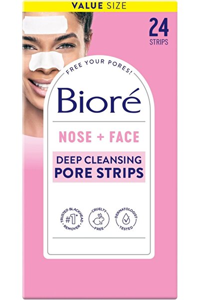 Biore شرائط تنظيف مسام الأنف والوجه بعمق (١٢ شريطًا للأنف + ١٢ شريطًا للوجه)