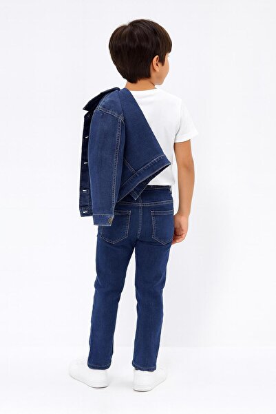 Esterella Boy's Denim Jacket Three-Piece Set / Denim Jacket Pants T-Shirt Set / Lycra Denim Three-Piece Set