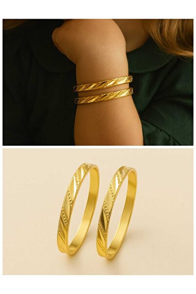 Eva Rose 2 Adet Kız Çocuk Ve Bebek Altın Kaplama Bilezik Çocuk Bilezik Kız Çocuk Bilezik