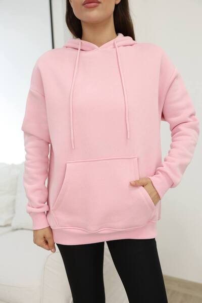 cemo Three thread kangaroo pocket sweatshirt pink