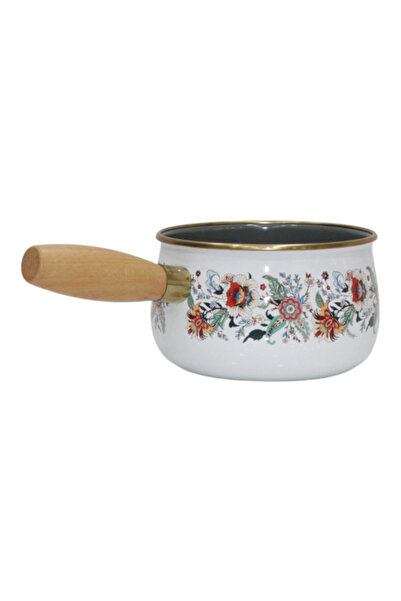 PR HOME Magnolia Enamel Wooden Handle Saucepan and Sauce Pan 14 cm Domed