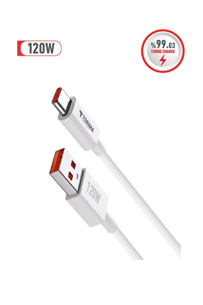 Torima U120 Usb To Type-C Beyaz 120W Şarj Kablosu